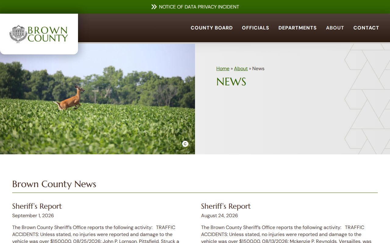Brown County News archive with official Sheriff’s Reports